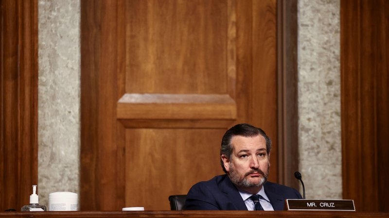 Sen. Ted Cruz, R-Texas, is seen during a Senate Judiciary Committee hearing in November. Cruz and several other Republicans are calling for a commission to investigate unfounded claims of election fraud. 