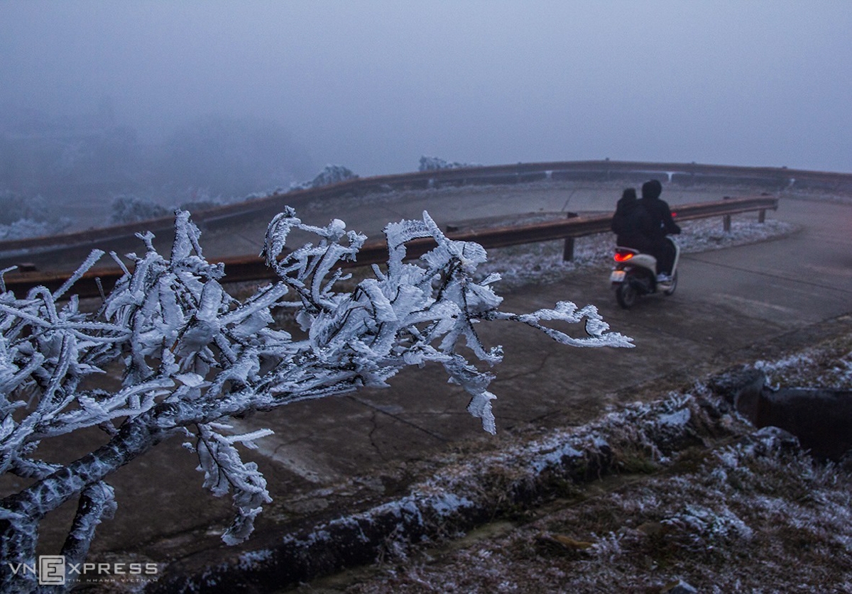 Along the route stretching more than 3km, frost is ubiquitous. (Photo: VNE) 