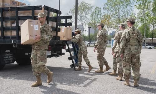 The National Guard supported the Covid-19 response in Louisiana in March 2020 Photo: WBRZ. 