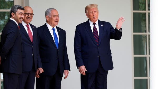 Trump talks with leaders, officials from the UAE, Bahrain and Israel during the signing of the Abraham Accords. (Photo: Reuters)  