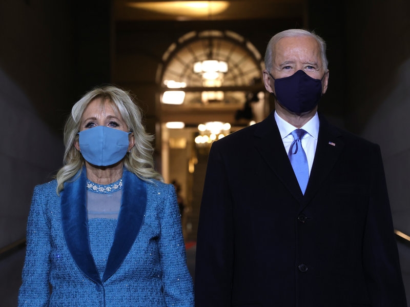 President-elect Joe Biden and Jill Biden arrive at his inauguration on the West Front of the U.S. Capitol on Wednesday (Photo: Getty Images)  