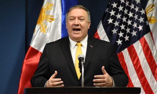 Mike Pompeo in Manila, where he said the US will defend Philippine vessels in the South China Sea (Photo: Getty Images)  