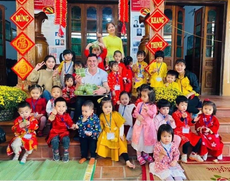 He is working as an english teacher at montessori kindergarten (photo courtesy of edward luby) 