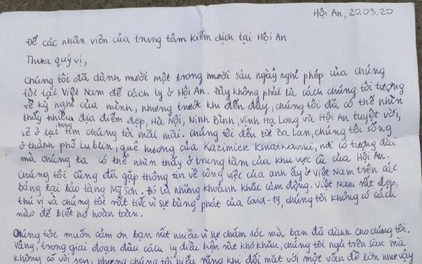 Polish visitors use Google Translate to handwrite an emotional letter thanks to Vietnam