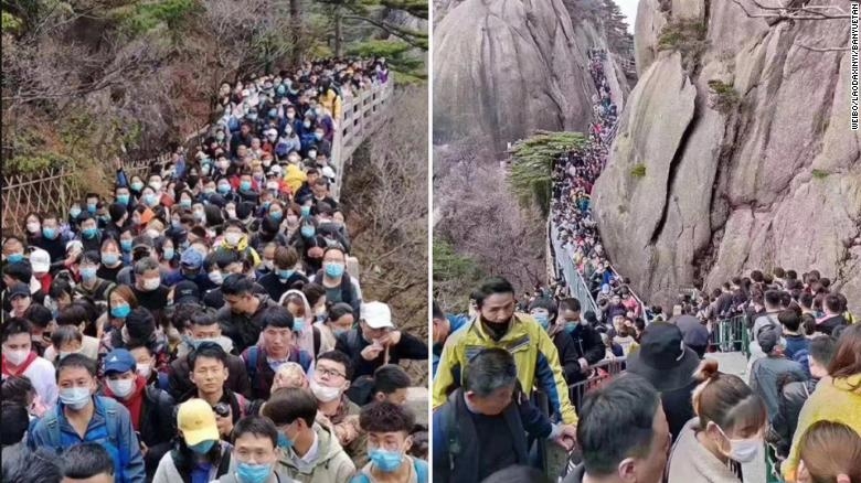 chinese flocks to tourist sites as the country easen lockdown despie warnings