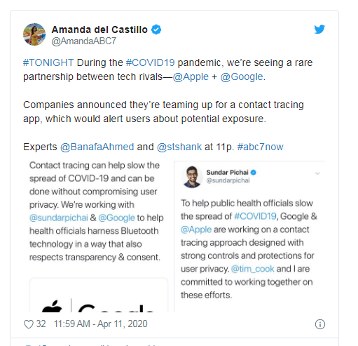 apple and google to partner in a covid 19 contact tracing app