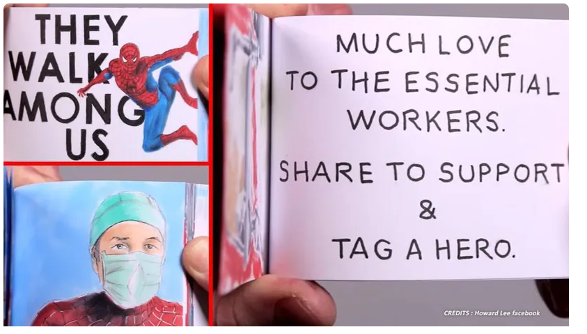 artist pays flipbook tribute to front line covid 19 superheroes