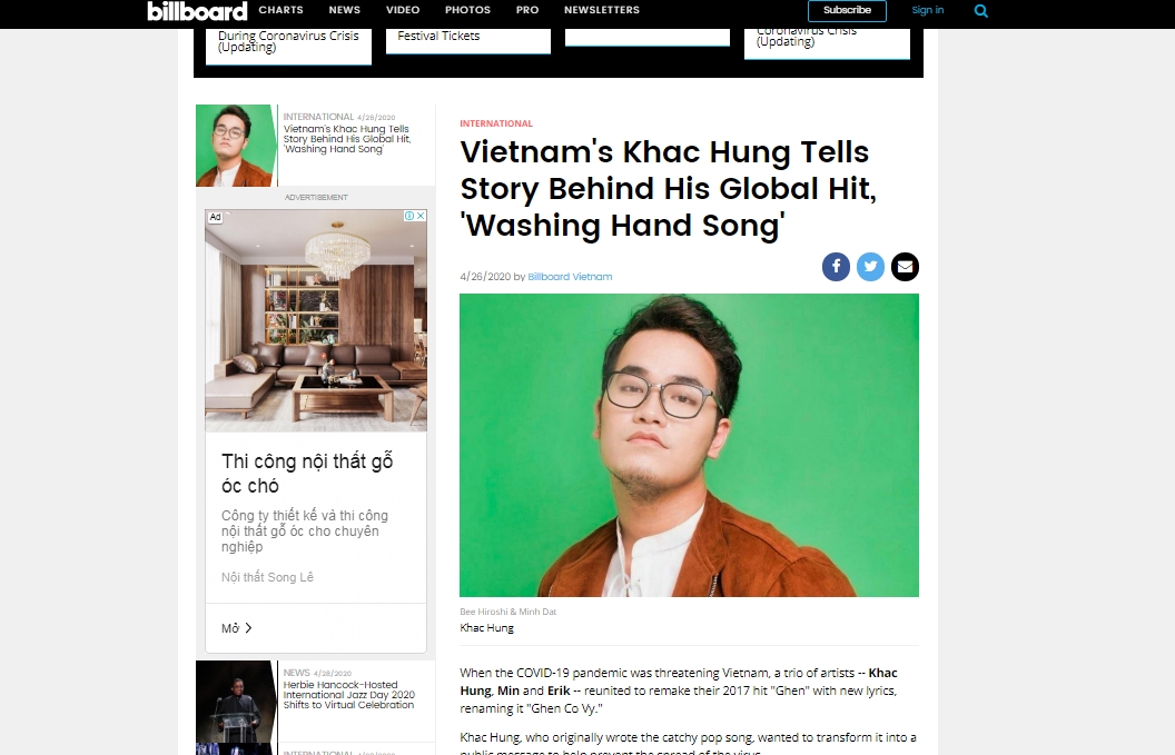 billboard runs feature on vietnam coronavirus song composer