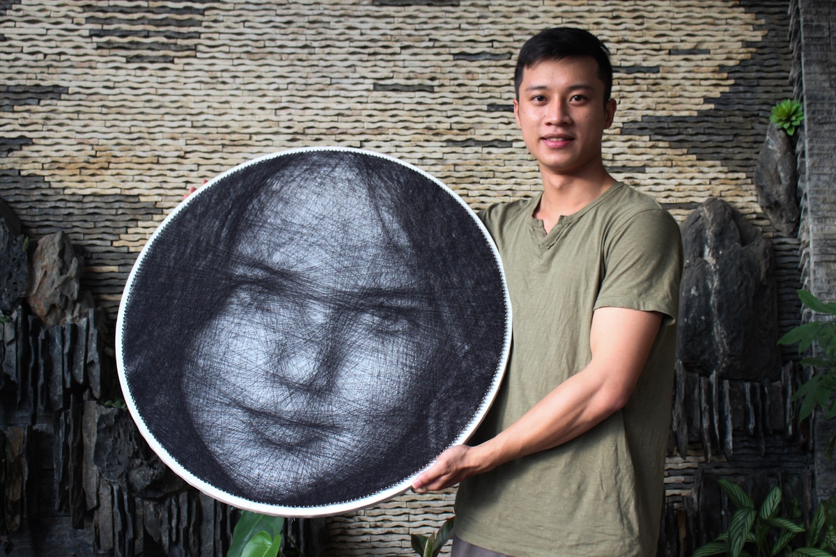 Vietnamese artist portraits global artists by string art