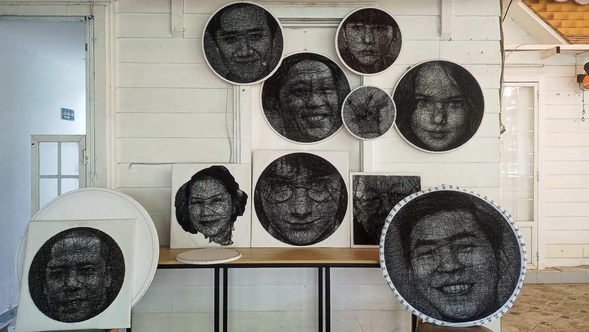 Vietnamese artist portraits global artists by string art