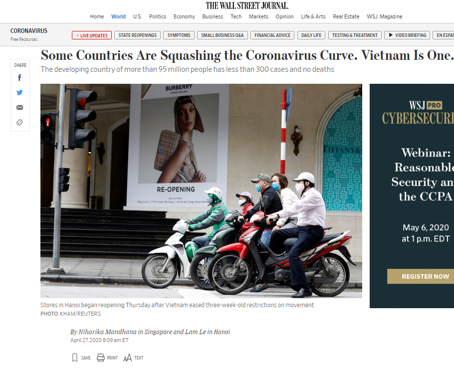 american news outlet names vietnam one of the countries squashing coronavirus curve