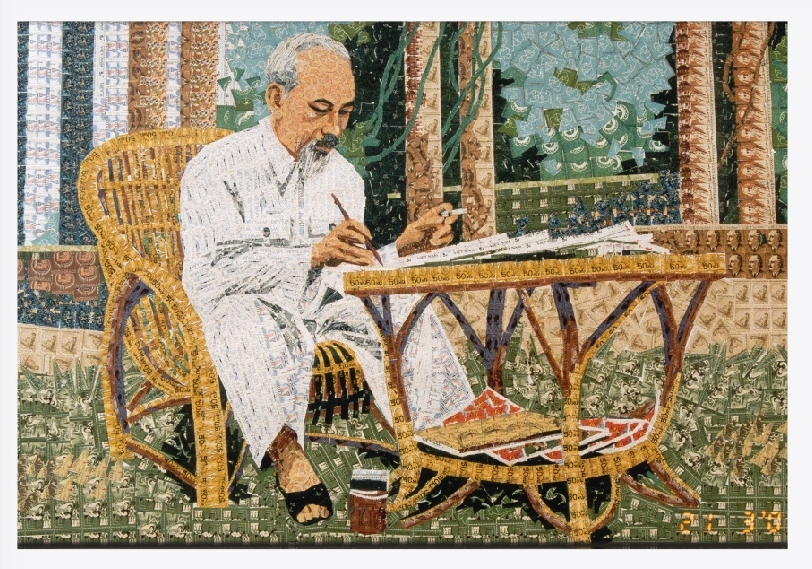 vietnamese infinite affection towards president ho chi minh through 500 stamp collages