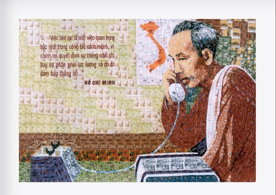 vietnamese infinite affection towards president ho chi minh through 500 stamp collages