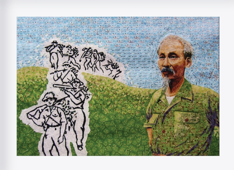 vietnamese infinite affection towards president ho chi minh through 500 stamp collages