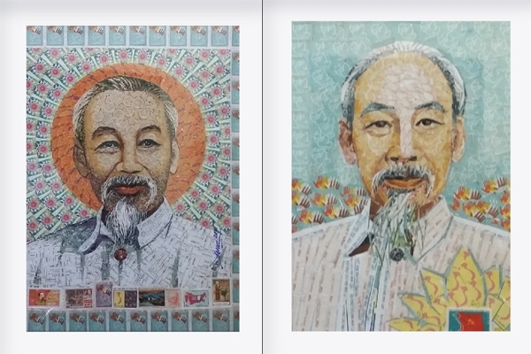vietnamese infinite affection towards president ho chi minh through 500 stamp collages