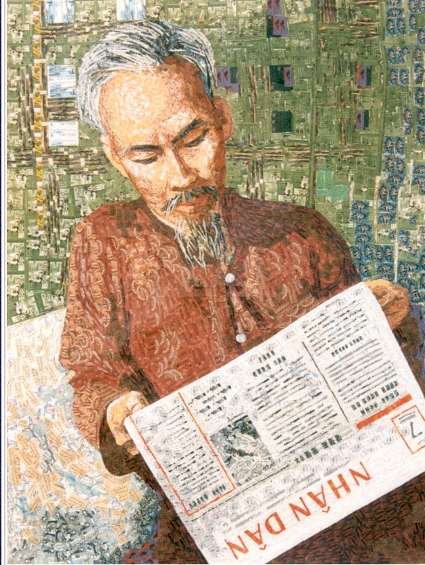 vietnamese infinite affection towards president ho chi minh through 500 stamp collages