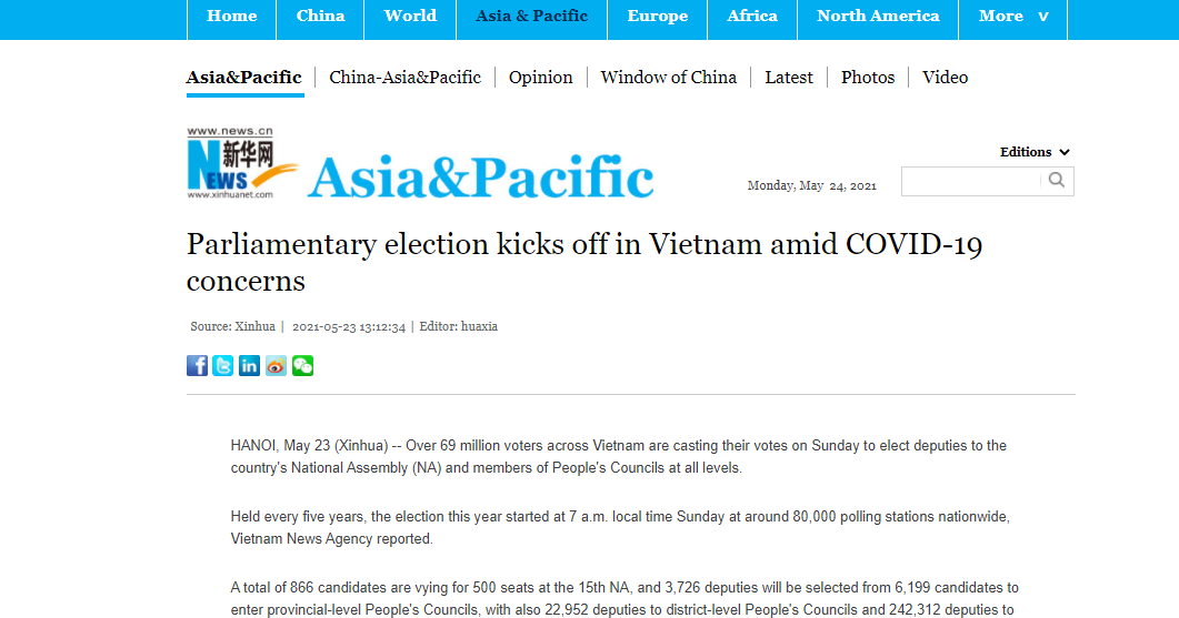 Vietnam’s NA election makes international headlines