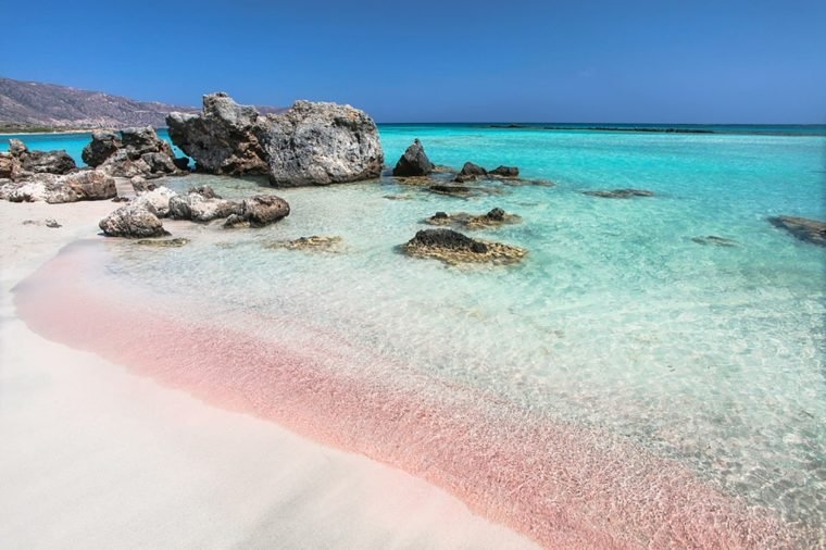 Peachy pink sand beach, a sense of romance during hot summer days