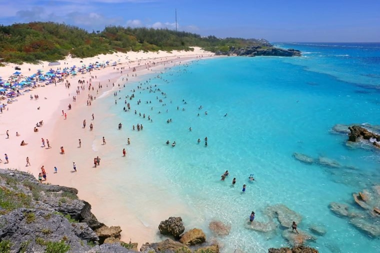 Peachy pink sand beach, a sense of romance during hot summer days