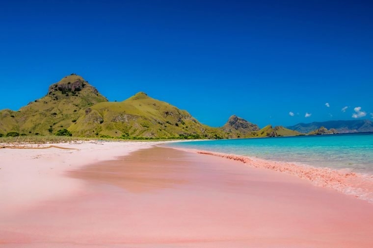 Peachy pink sand beach, a sense of romance during hot summer days