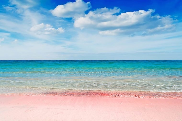 Peachy pink sand beach, a sense of romance during hot summer days