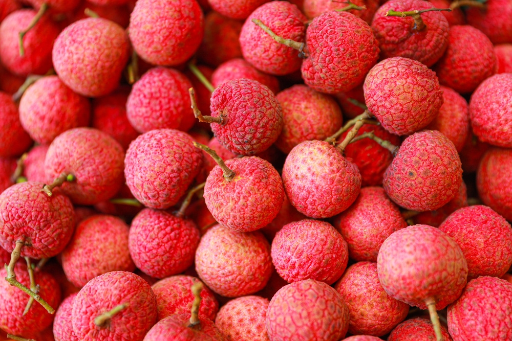 bac giang market painted red on ripe lychee season