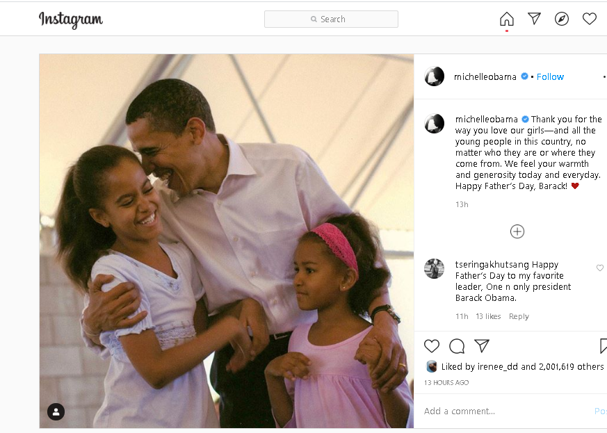 Michelle Obama's post on her Instagram account  