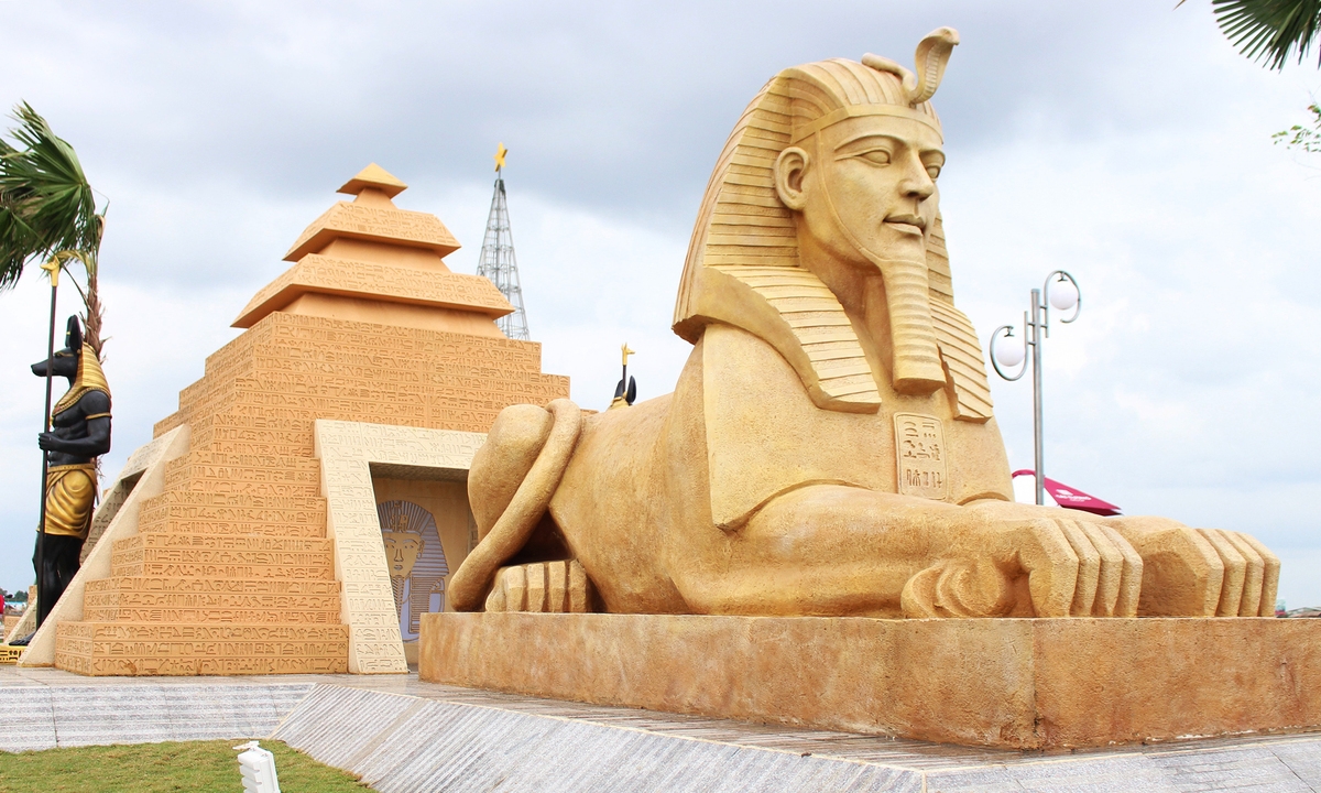 The miniature version of the Great Pyramid of Giza in Hau Giang is added with a Sphinx on