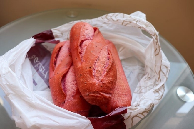 Dragon fruit bread has an attractive pink color 