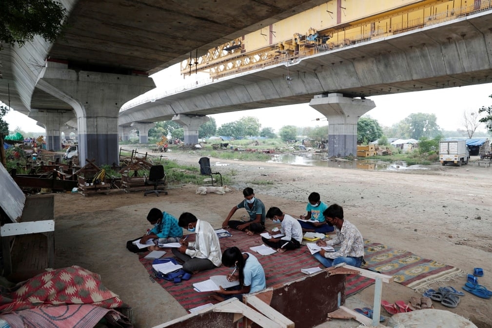 Open-air classroom for students in India 