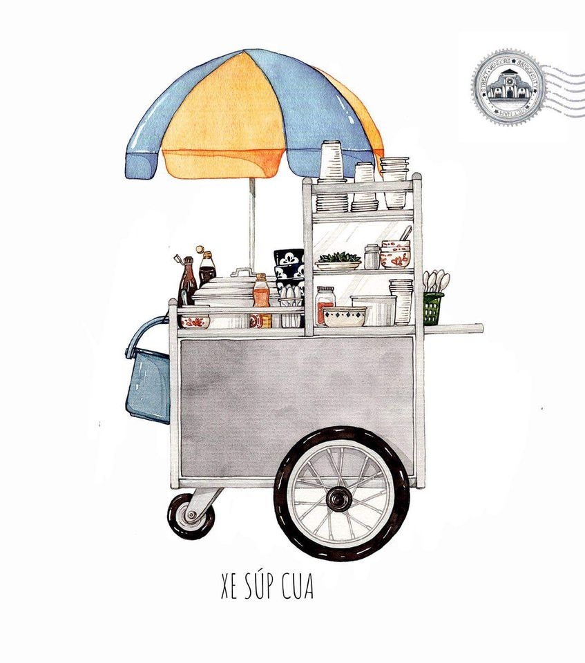 Sketches of foodcarts reveal a glimpse into Vietnamese culinary culture