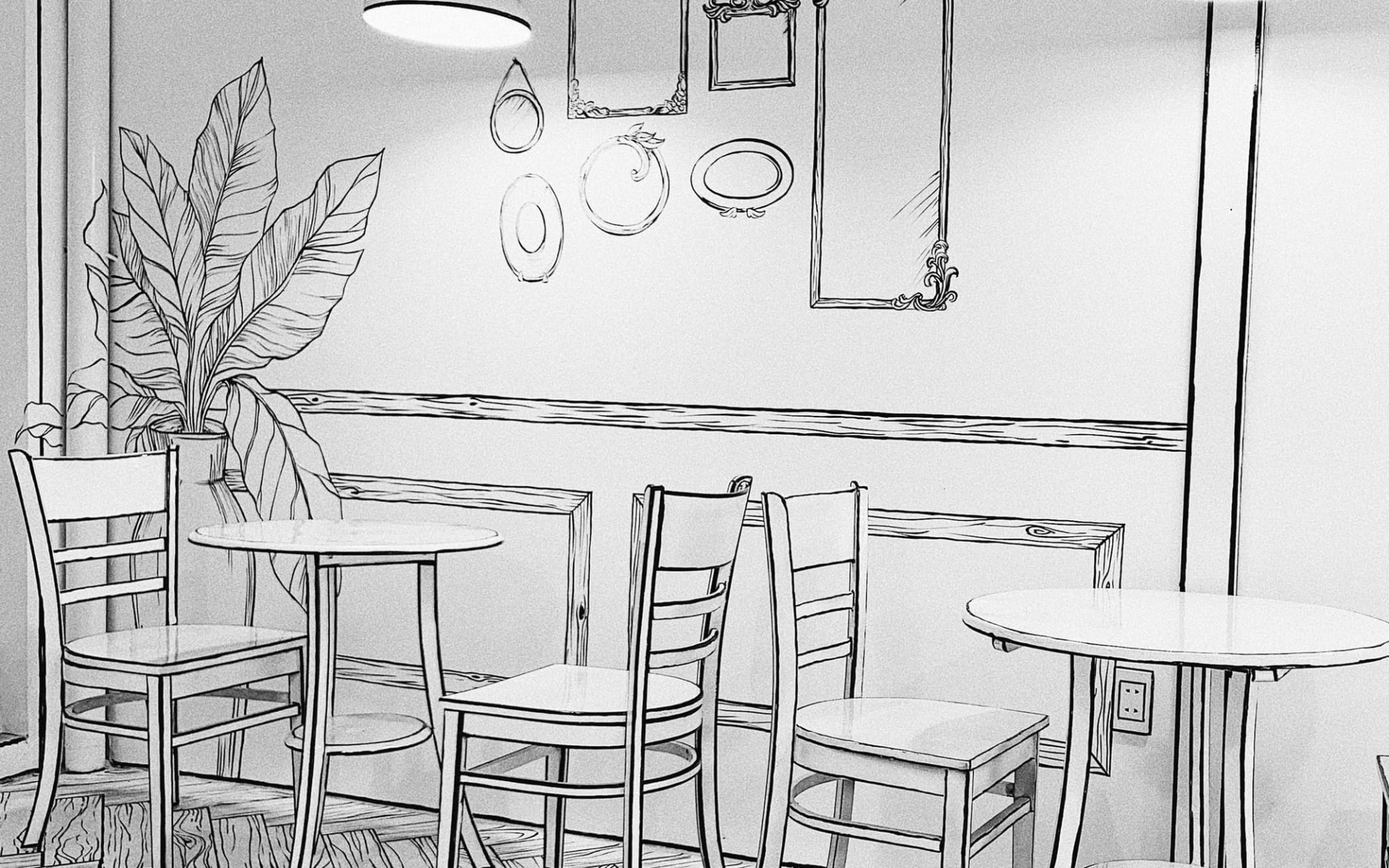 contoured lines turn vietnamese cafe into anime world