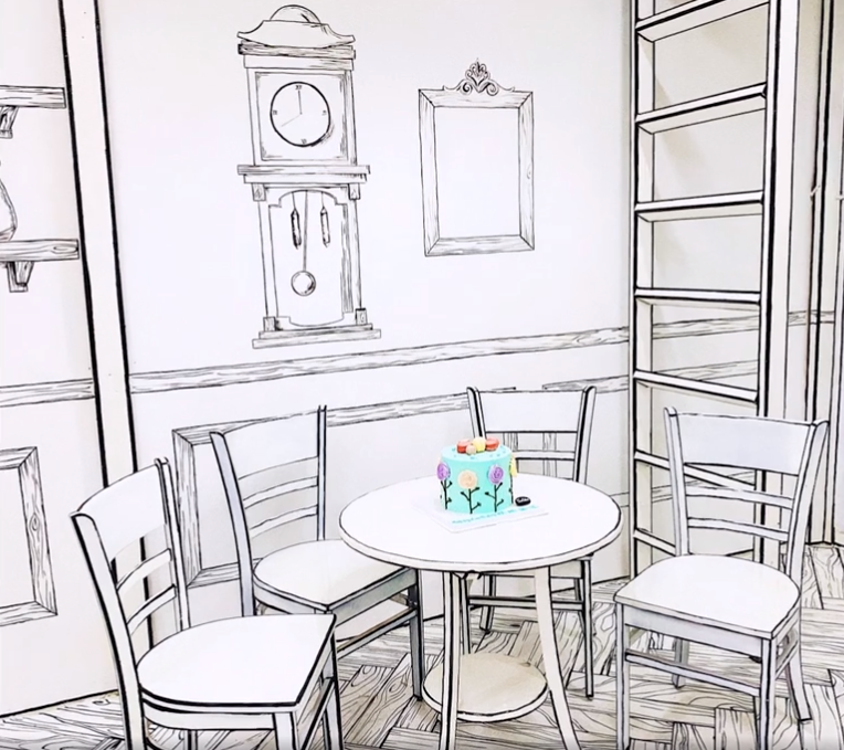 contoured lines turn vietnamese cafe into anime world