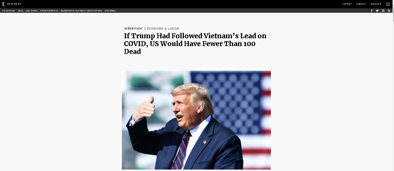 us expert if trump had followed vietnams lead on covid 19 us would have fewer than 100 dead