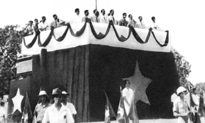 Ho Chi Minh read the Declaration of Independence at Ba Dinh Square, on 2 September 1945 