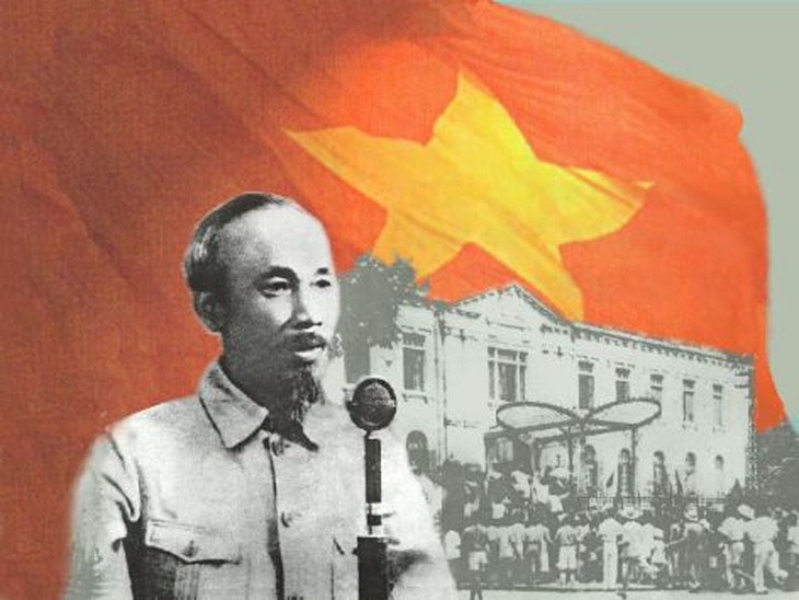 Ho Chi Minh read the Declaration of Independence to establish the Democratic Republic of Vietnam, the first worker-peasant state in Southeast Asia