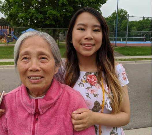 Mrs. Nga Doan (L) and her granddaughter Cindy Tran