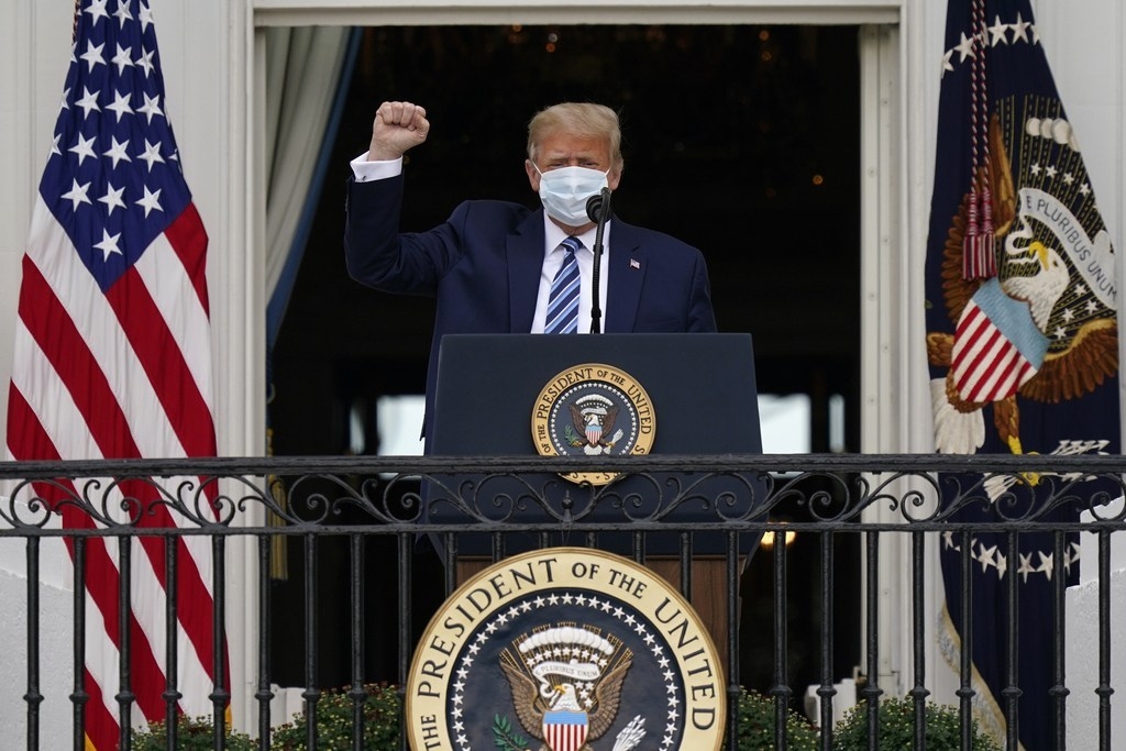 President Donald Trump on Saturday made his first public appearance since returning to the White House after being treated for the coronavirus (Photo: Bangor Daily News) 