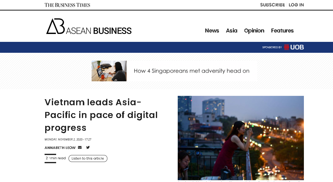Asean business dedicates one article to praise vietnam's fast digital progress. (photo: captured) 