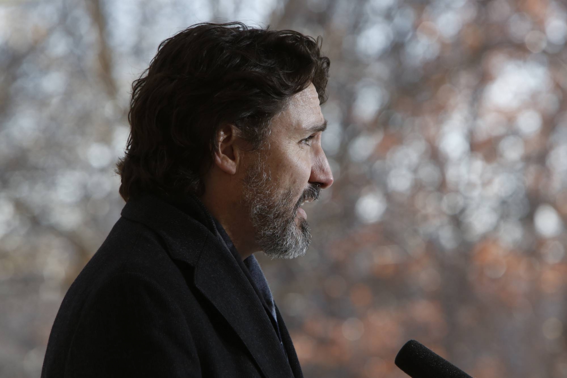 Canadian Prime Minister Justin Trudeau speaks during a news conference on Friday (Photo: Bloomberg)  