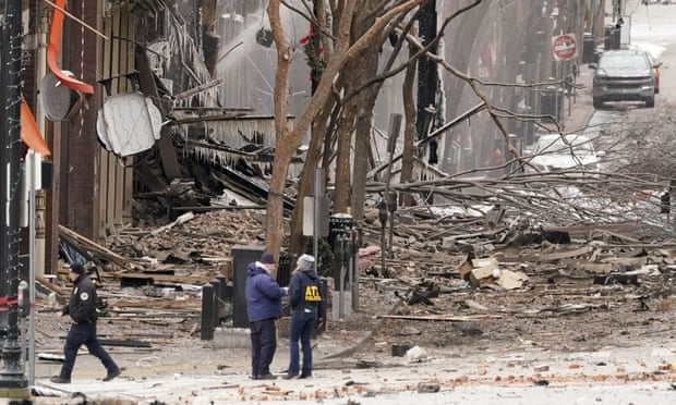 Emergency personnel work near the scene of an explosion in downtown Nashville, Tennessee, on Friday. (Photo: Reuters) 