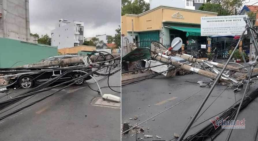 Foreigner knocks down power poles causing massive blackout in Thu Duc City