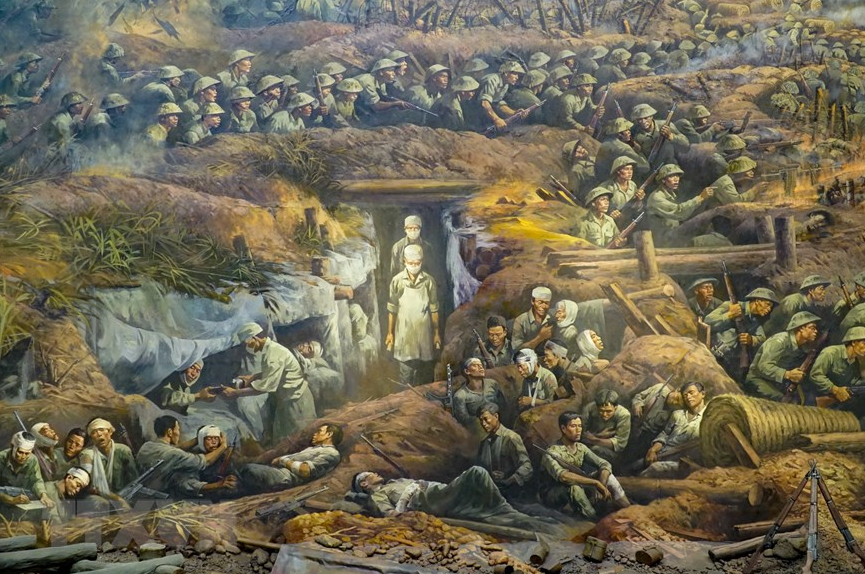 Close-up look at Dien Bien Phu Campaign panorama painting