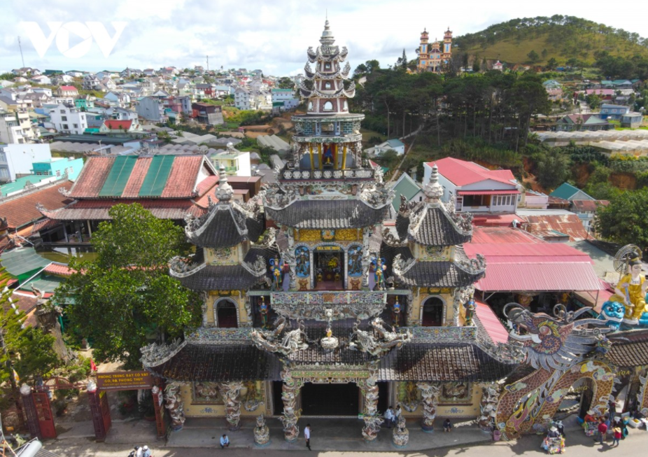 Unique pagoda built from ceramic pieces in Da Lat