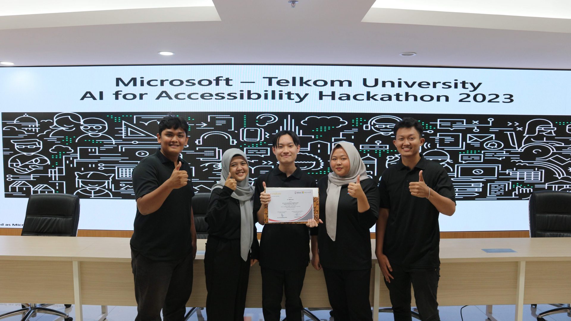 Caption: Team Prambanan from Telkom University in Indonesia at the 2023 Microsoft AI for Accessibility Hackathon