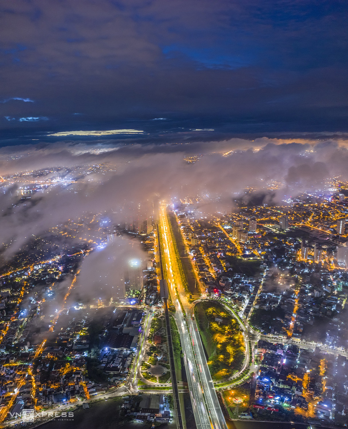 Saigon dreamy in the clouds and fog