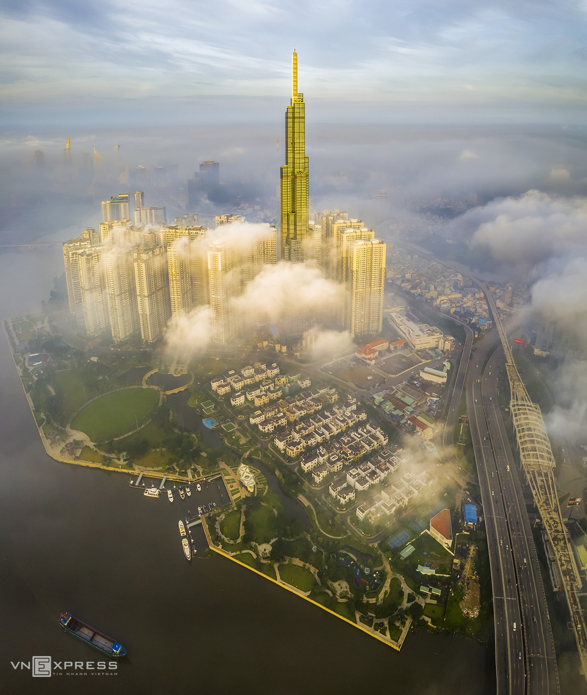 Saigon dreamy in the clouds and fog