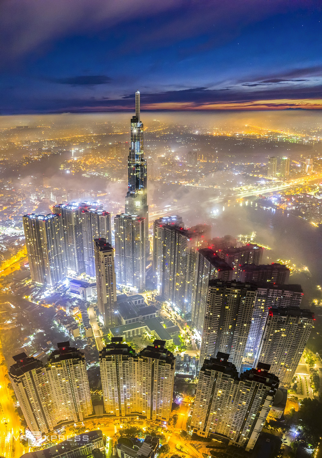 Saigon dreamy in the clouds and fog