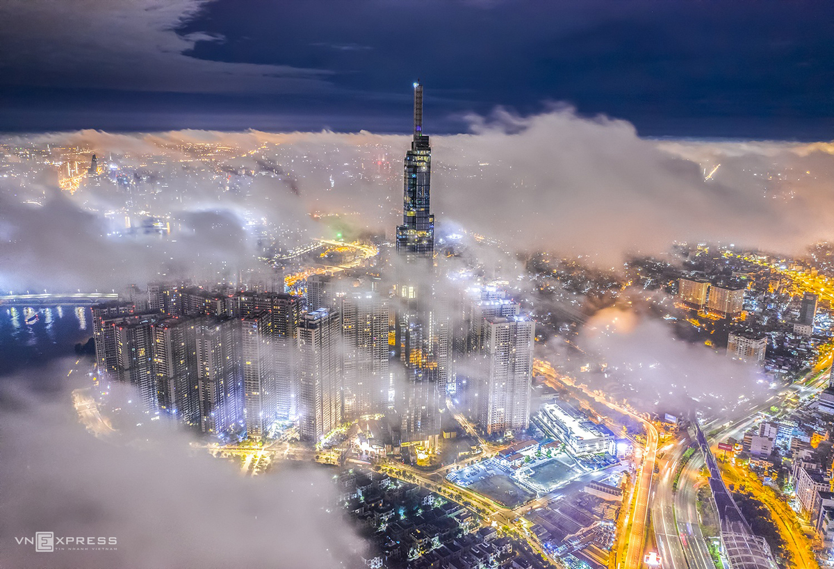 a dreamy saigon under cloud and fog