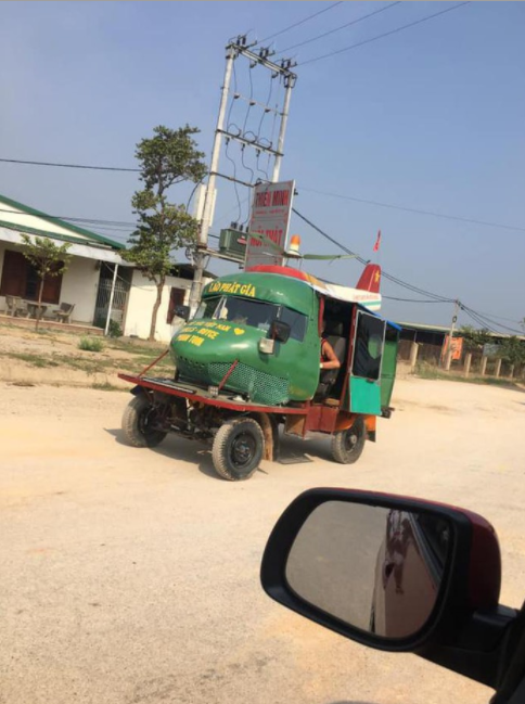 a vietnamese makes bizarre car by pimping it from a helicopters head